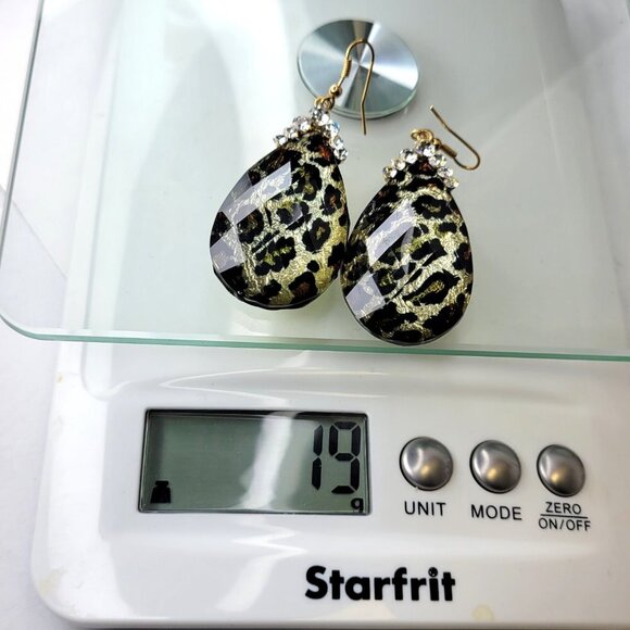 Leopard Pattern Glitter Oval Fish Hook Earrings - Picture 14 of 14